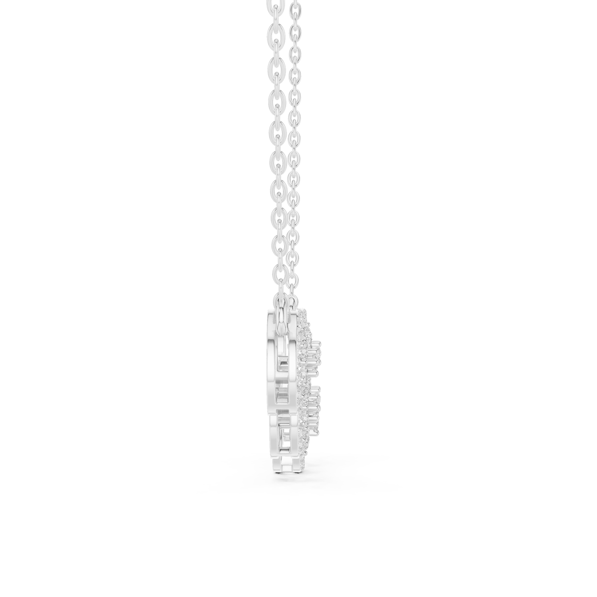 Five-Cluster Halo Curved Bar Lab Grown Diamond Necklace