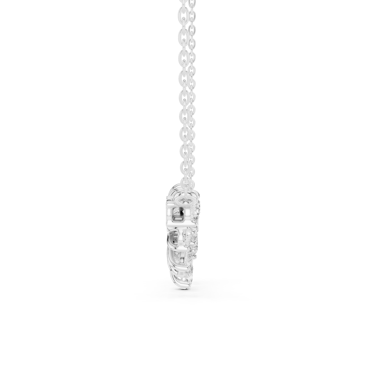 Triple Floral Pear Cut Cluster Station Lab Grown Diamond Necklace