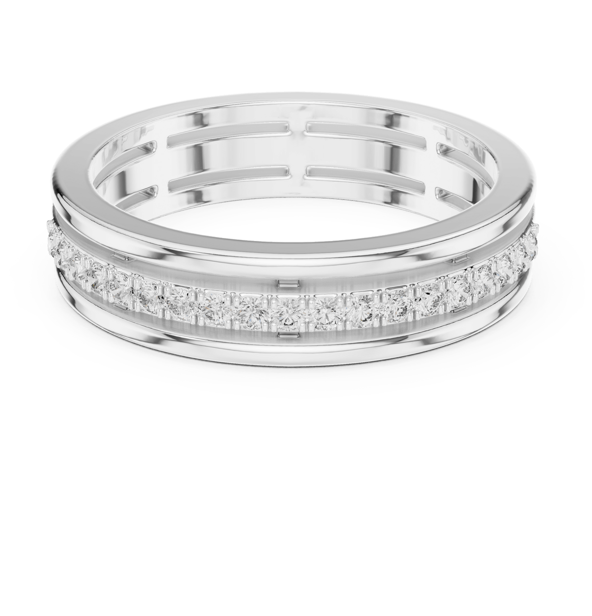 Dual Rail Channel Set Round Lab Grown Diamond Band