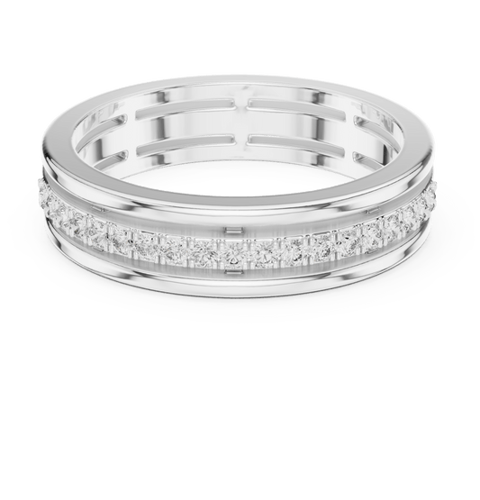 Dual Rail Channel Set Round Lab Grown Diamond Band