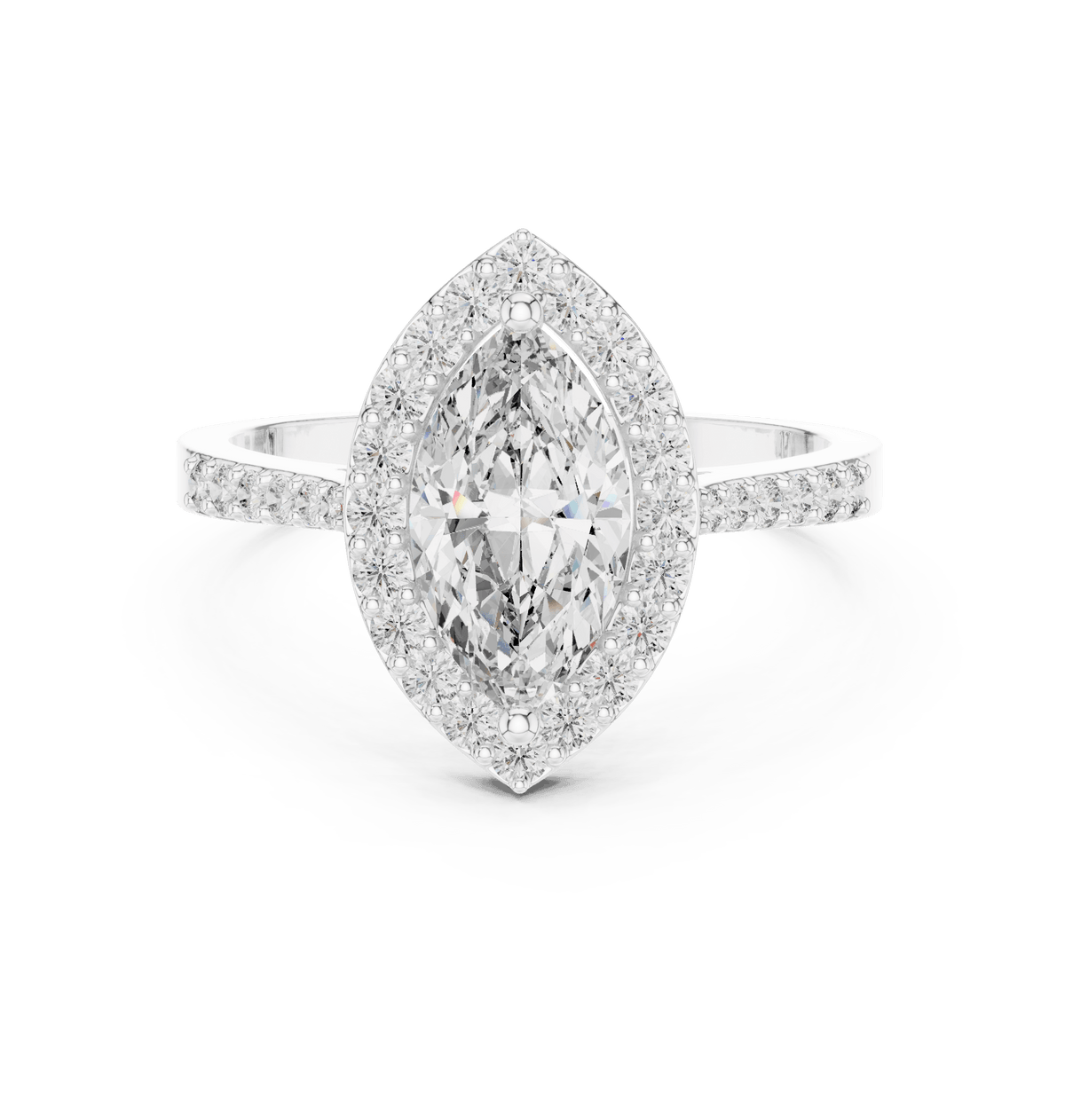 Classic Marquise Halo Pave Band Lab Grown Diamond Ring