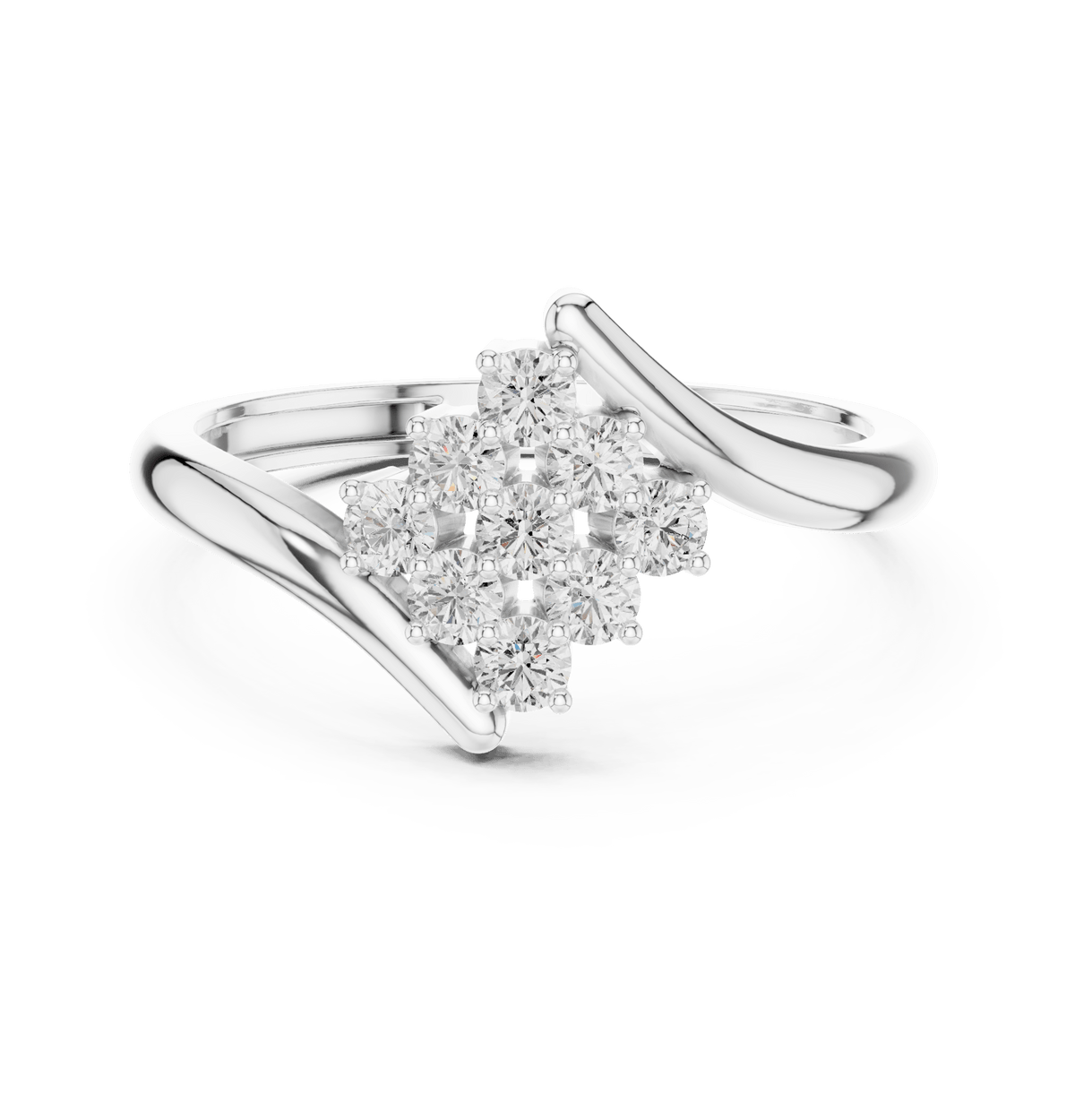 Diamond Shaped Cluster Bypass Lab Grown Diamond Ring