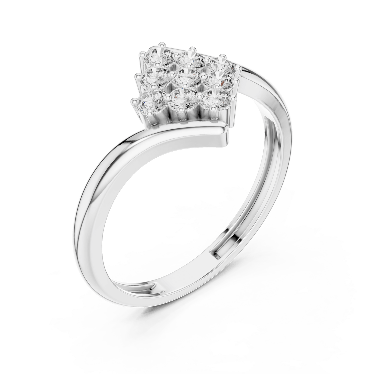 Diamond Shaped Cluster Bypass Lab Grown Diamond Ring