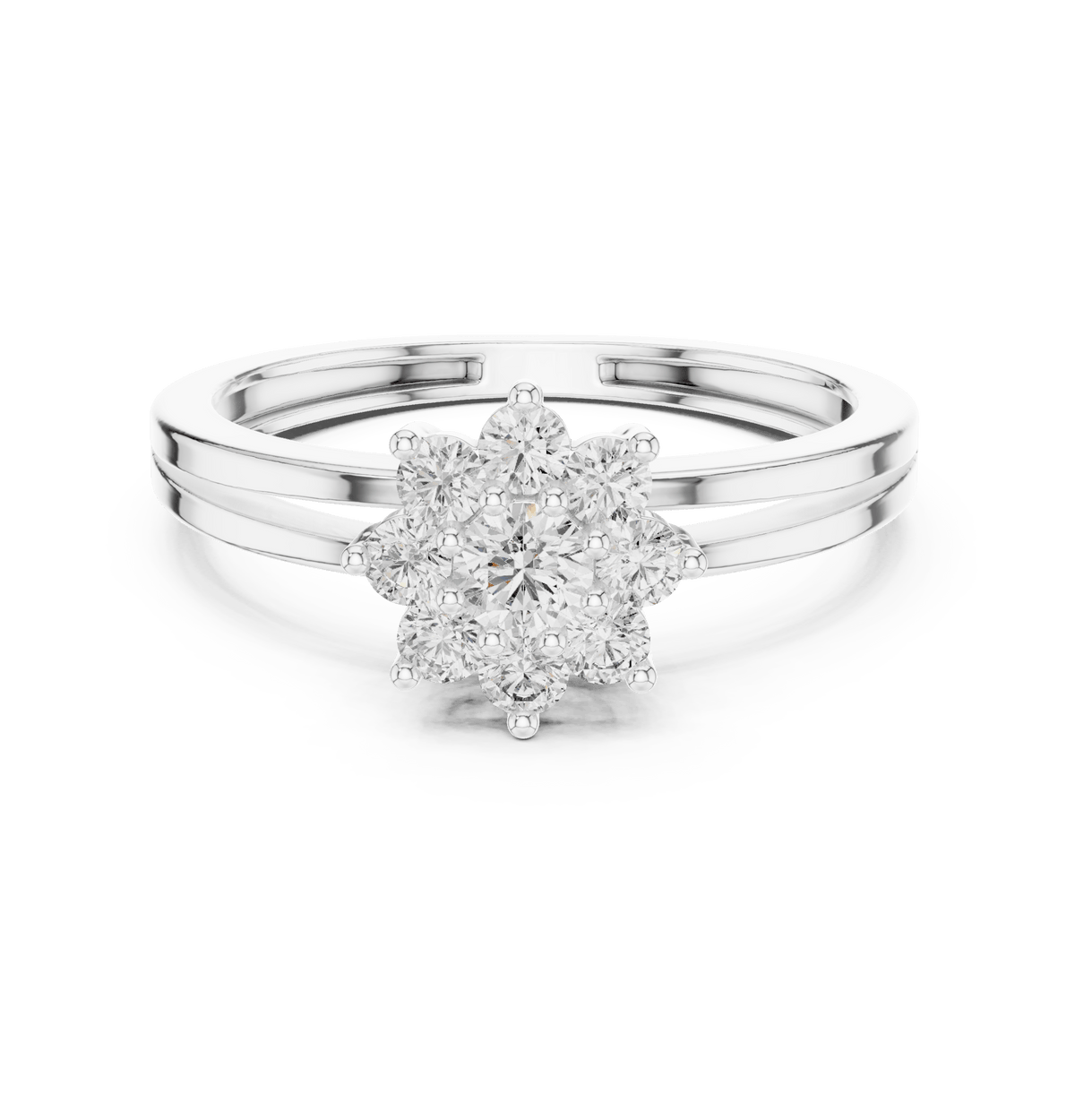 Floral Starburst Double Rail Lab Grown Diamond Ring