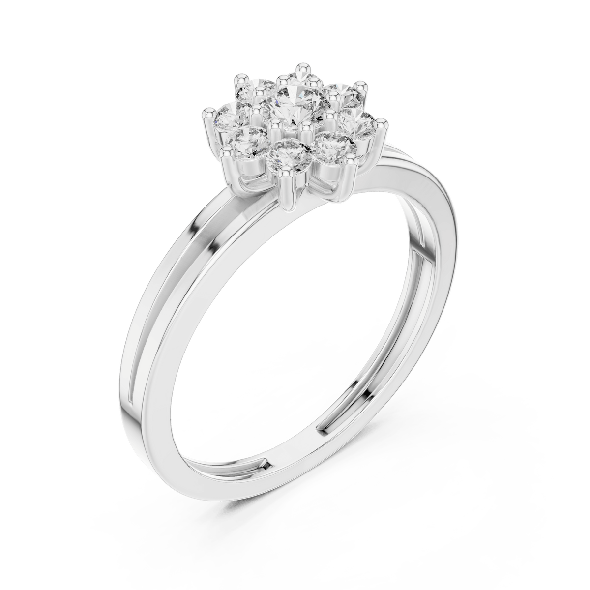 Floral Starburst Double Rail Lab Grown Diamond Ring