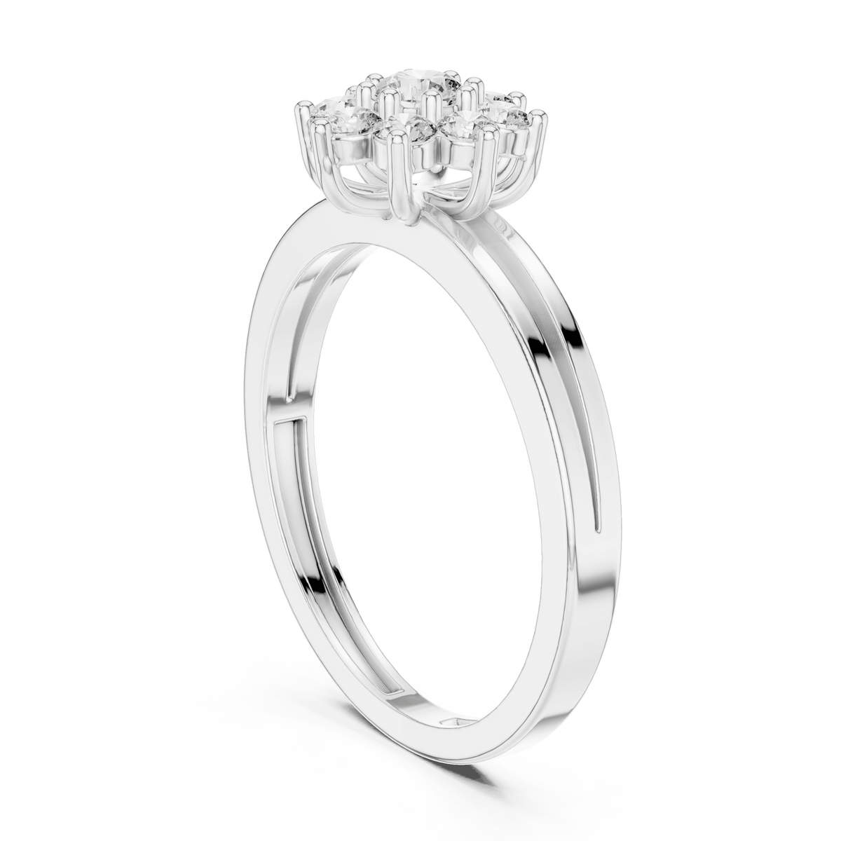 Floral Starburst Double Rail Lab Grown Diamond Ring