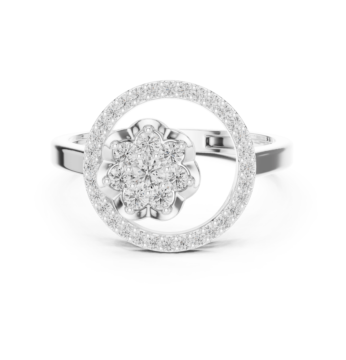 Floral Open Circle Halo Lab Grown Diamond Ring