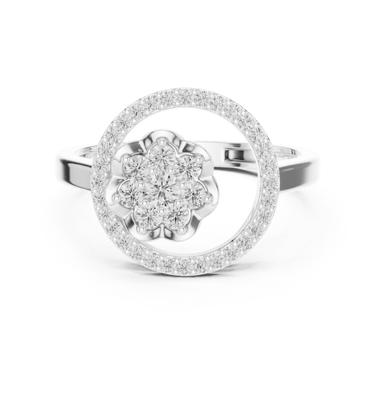 Floral Open Circle Halo Lab Grown Diamond Ring