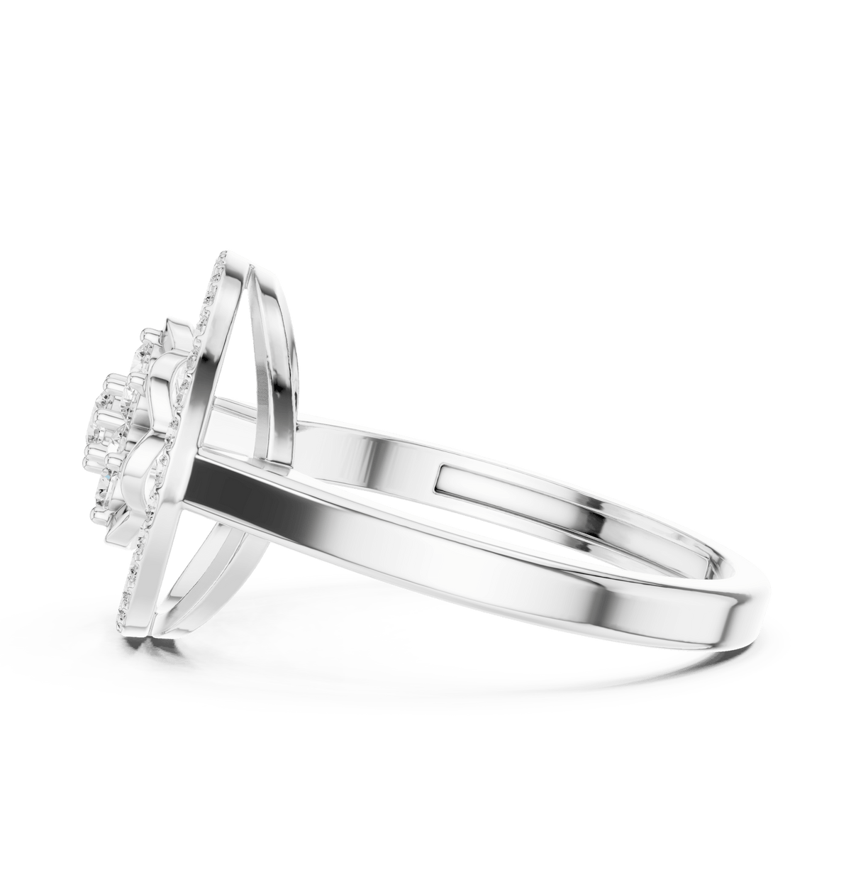 Floral Open Circle Halo Lab Grown Diamond Ring
