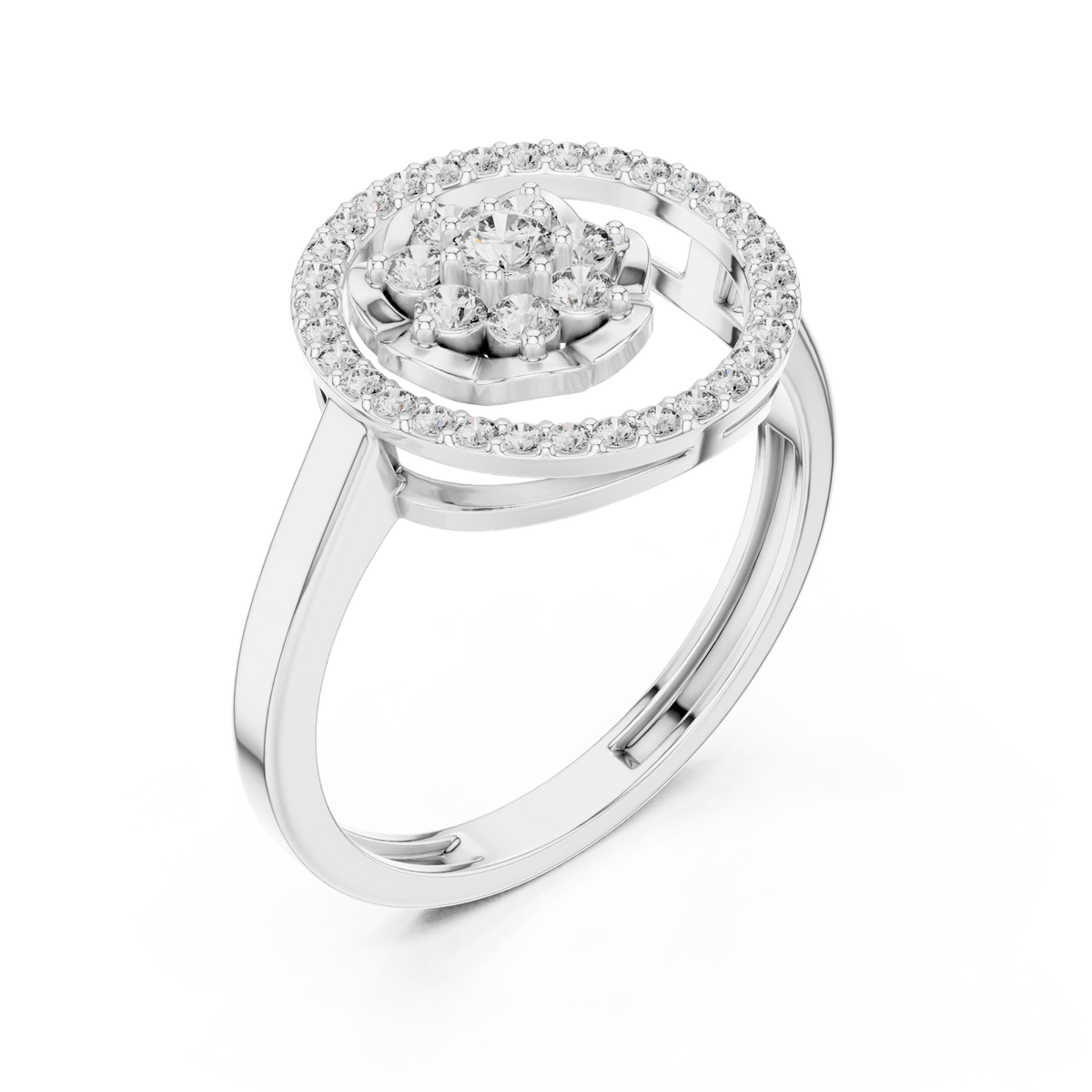 Floral Open Circle Halo Lab Grown Diamond Ring