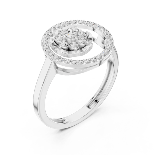 Floral Open Circle Halo Lab Grown Diamond Ring