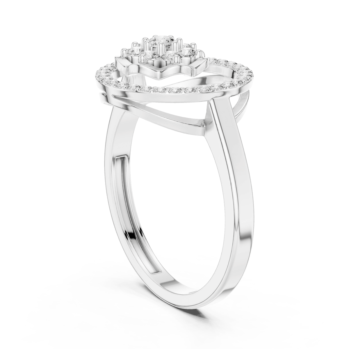 Floral Open Circle Halo Lab Grown Diamond Ring