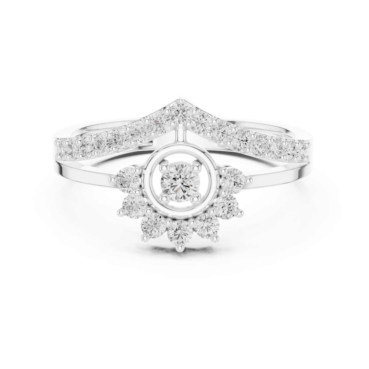 Crown Sunburst Halo Dual Band Lab Grown Diamond Ring