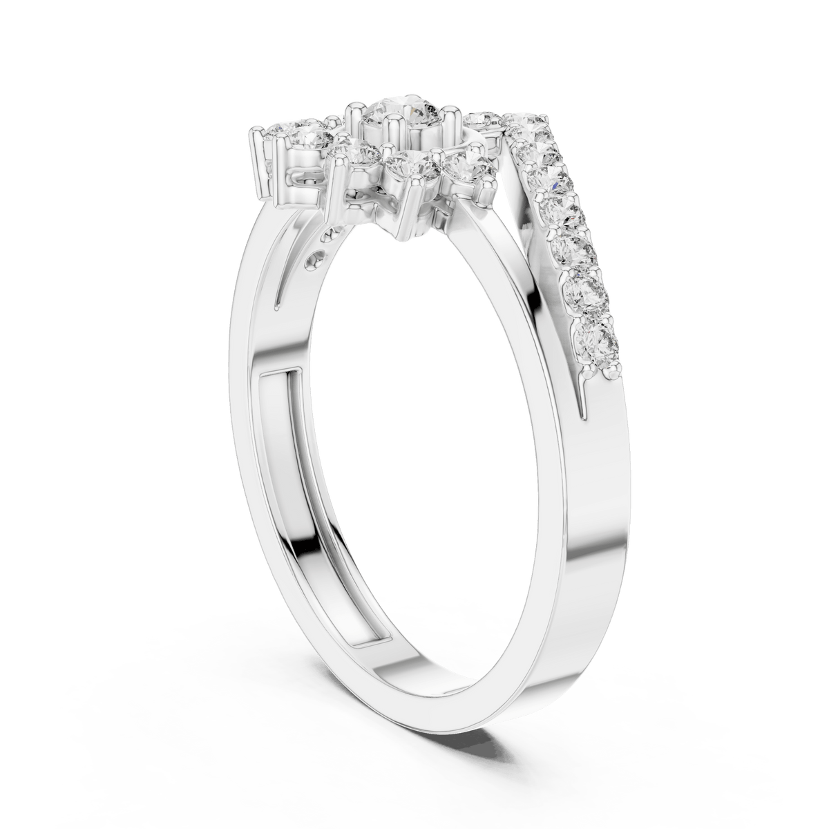Crown Sunburst Halo Dual Band Lab Grown Diamond Ring