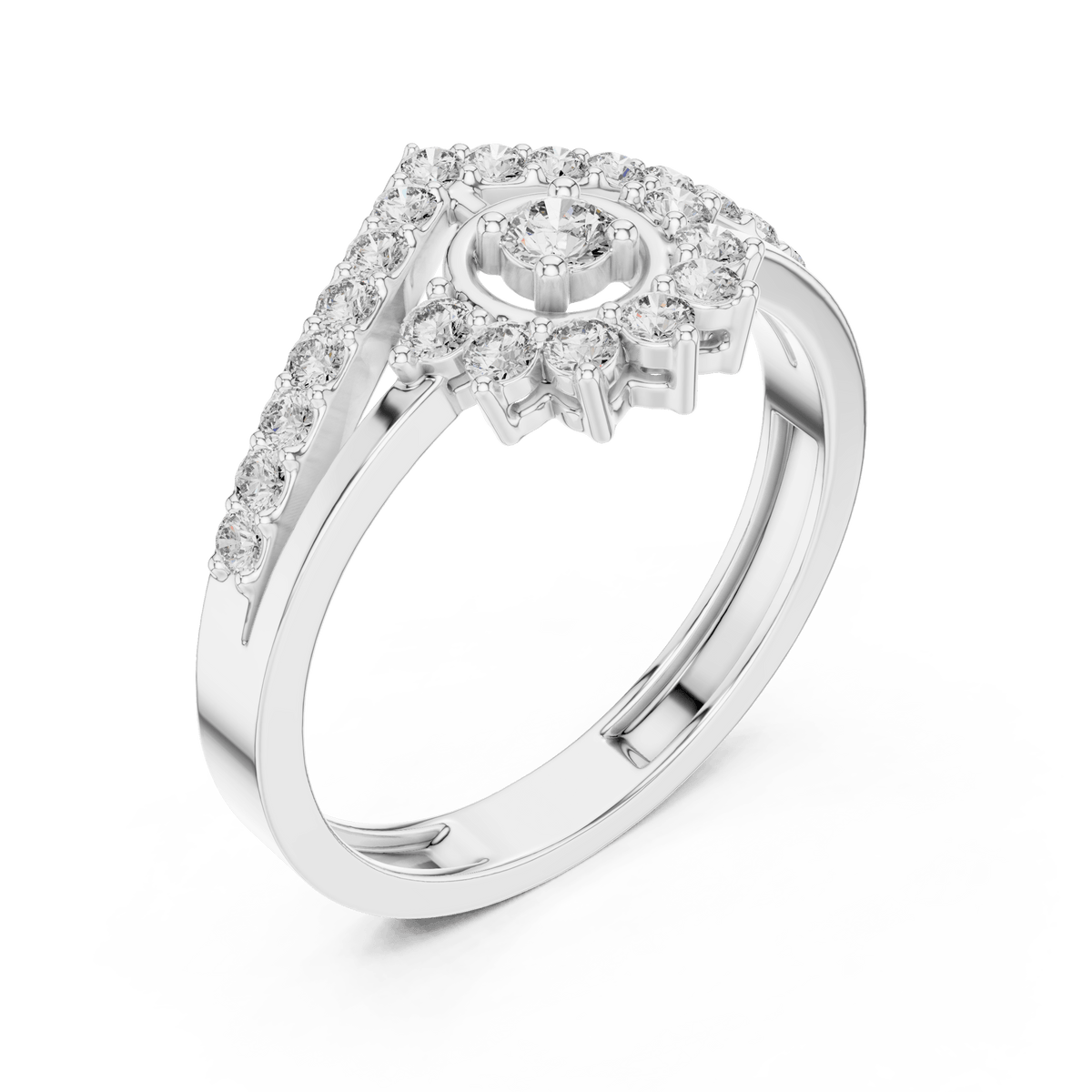 Crown Sunburst Halo Dual Band Lab Grown Diamond Ring