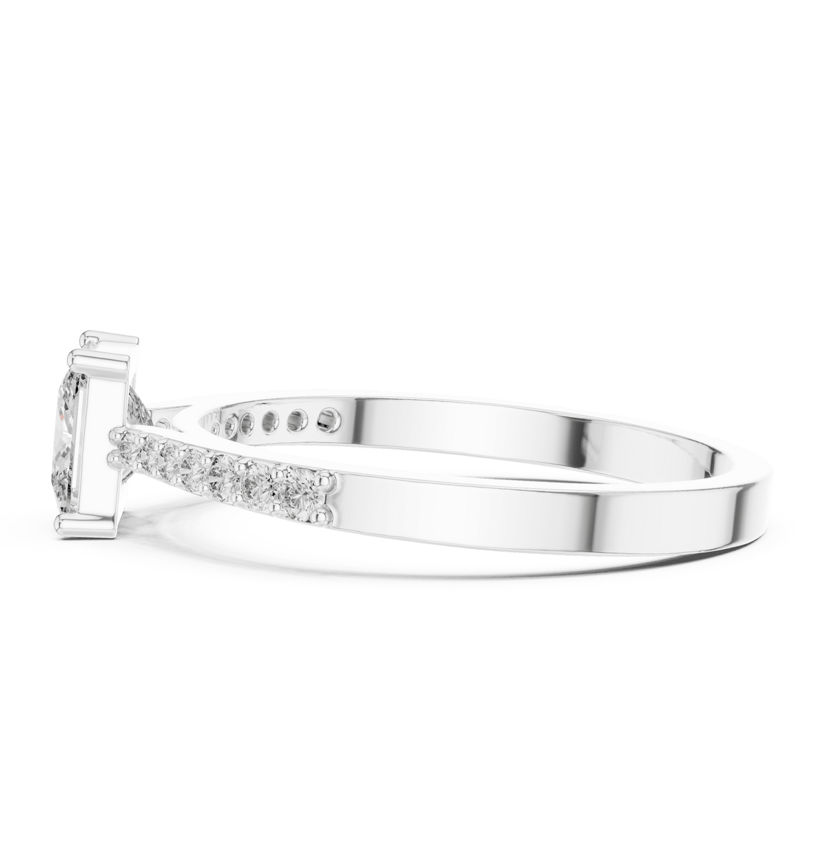 Classic Princess Solitaire Pave Shank Lab Grown Diamond Ring