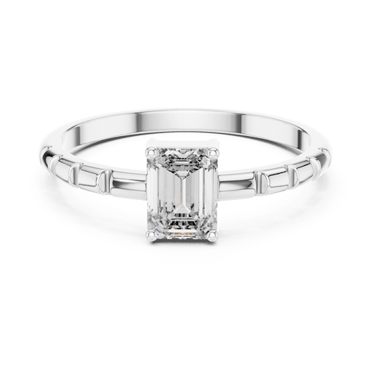 Emerald Cut Segmented Band Lab Grown Diamond Ring