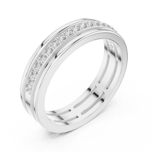 Dual Rail Channel Set Round Lab Grown Diamond Band
