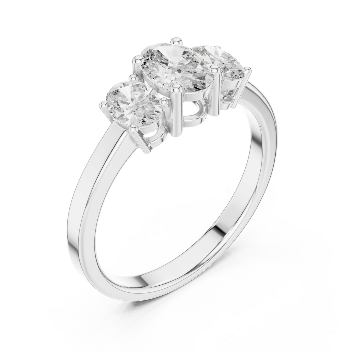 Triple Oval Cut Three Stone Lab Grown Diamond Ring