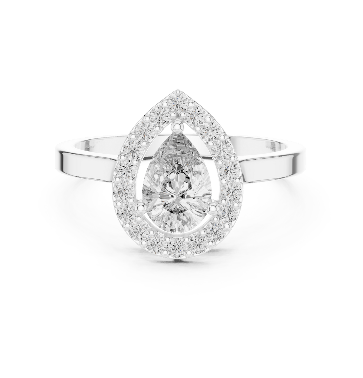 Pear Cut Floating Halo Lab Grown Diamond Ring