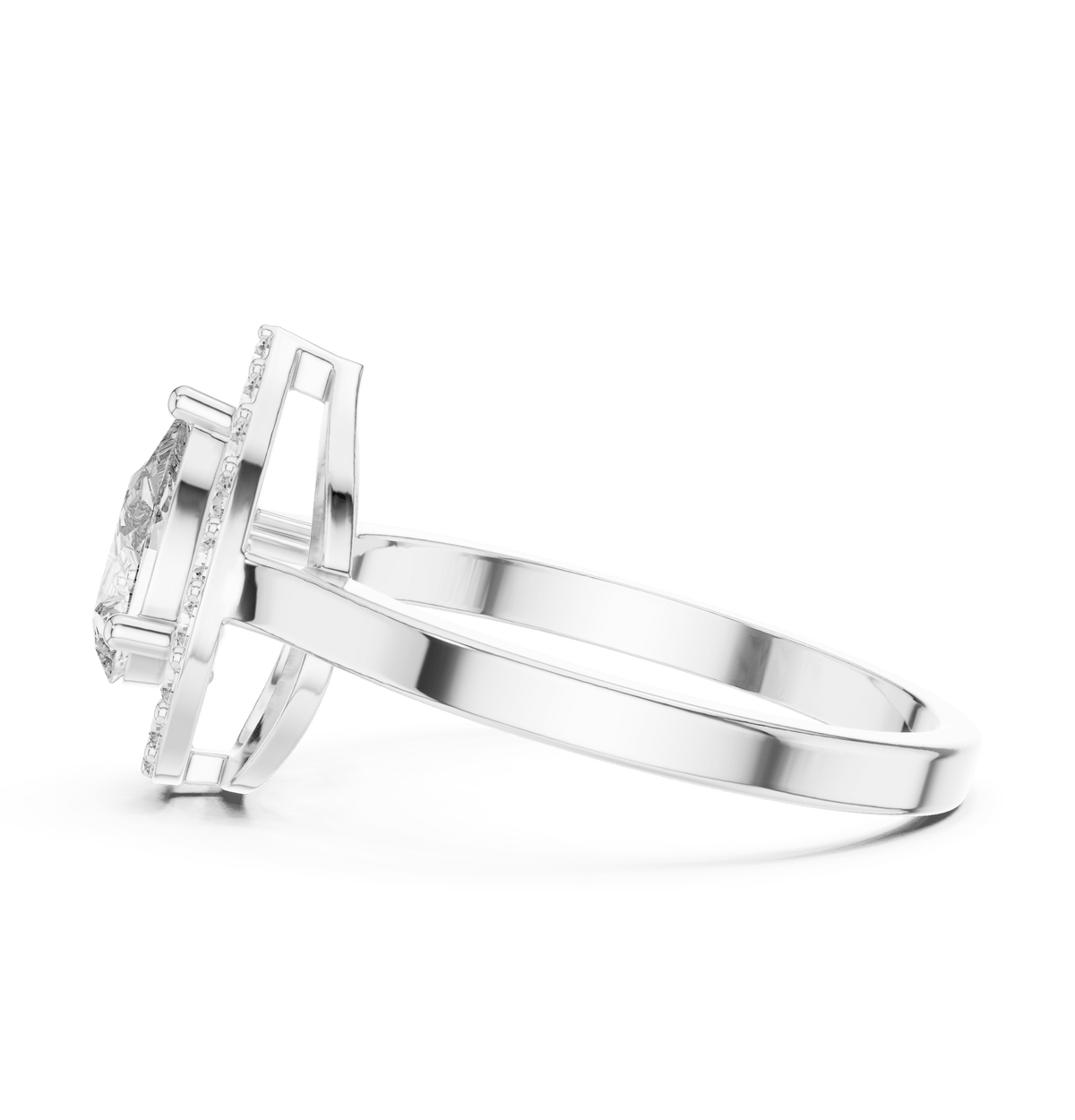 Pear Cut Floating Halo Lab Grown Diamond Ring