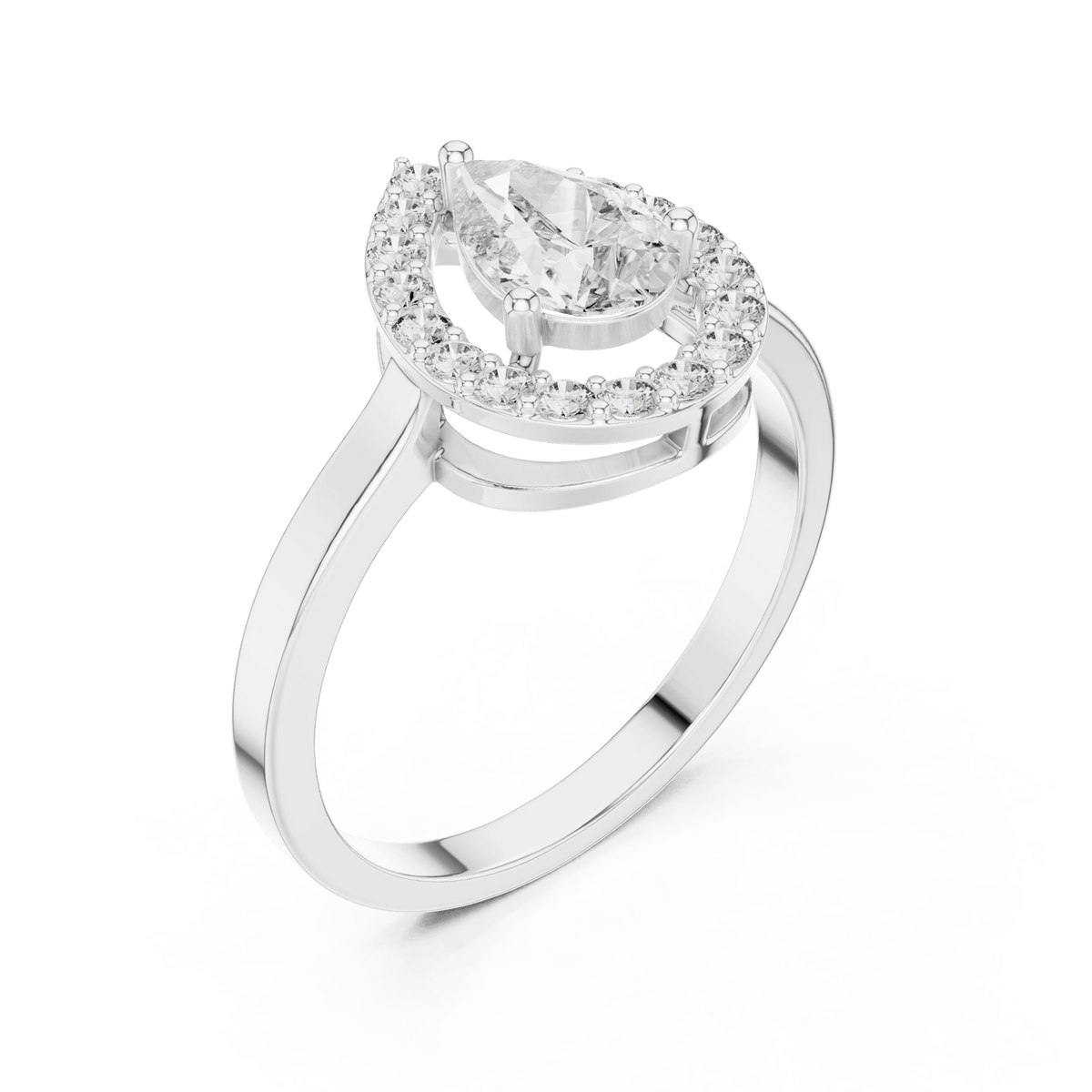 Pear Cut Floating Halo Lab Grown Diamond Ring