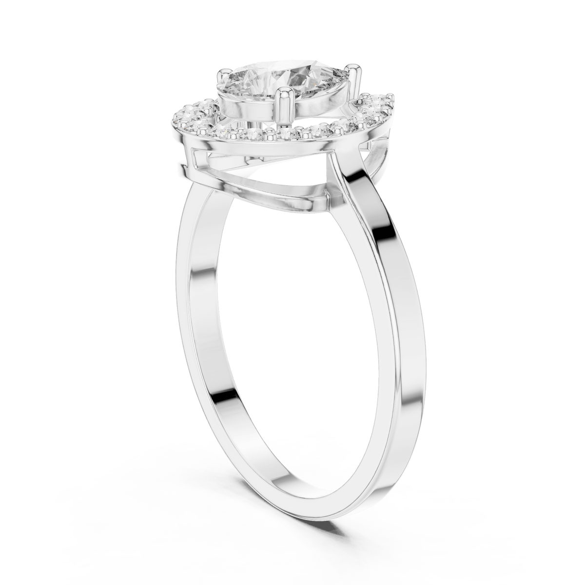 Pear Cut Floating Halo Lab Grown Diamond Ring