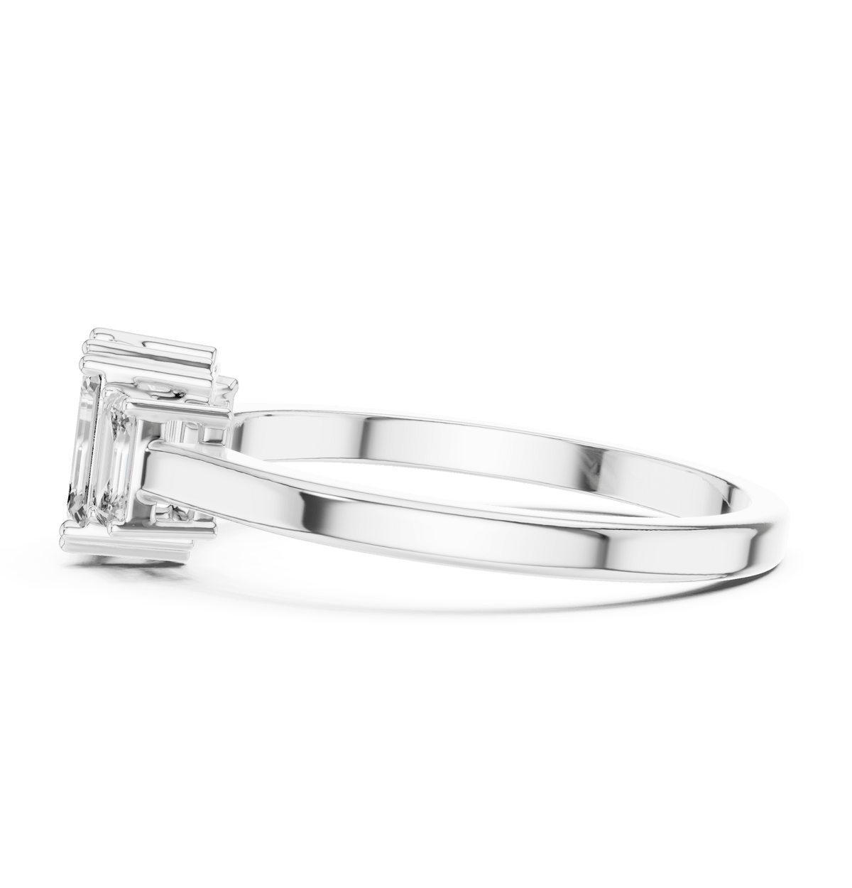 Triple Emerald Cut Three Stone Lab Grown Diamond Ring