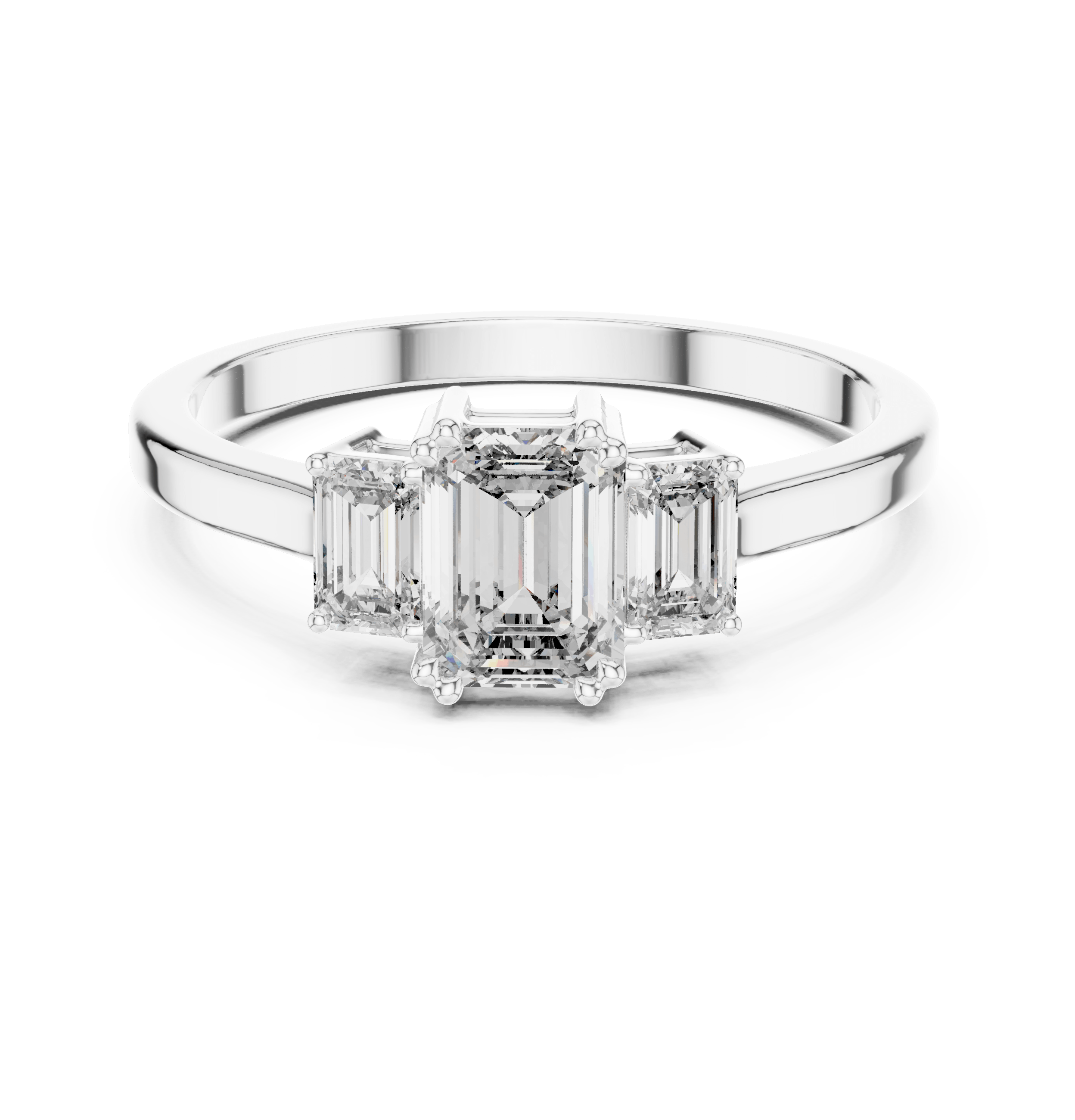 Triple Emerald Cut Three Stone Lab Grown Diamond Ring