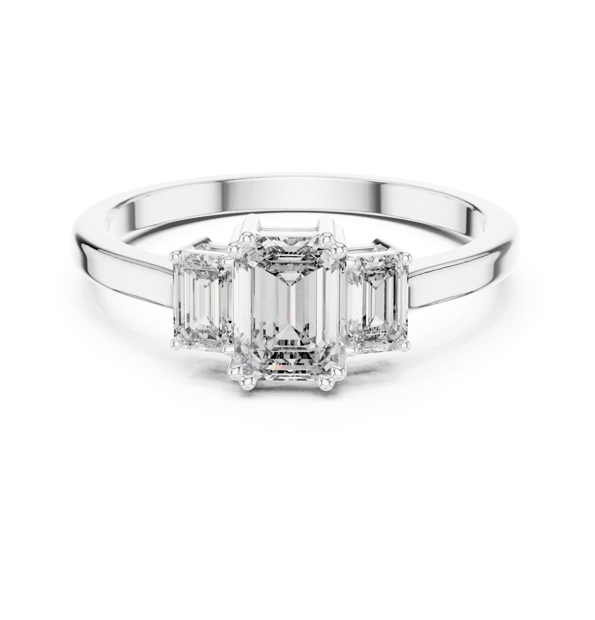 Triple Emerald Cut Three Stone Lab Grown Diamond Ring