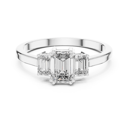 Triple Emerald Cut Three Stone Lab Grown Diamond Ring