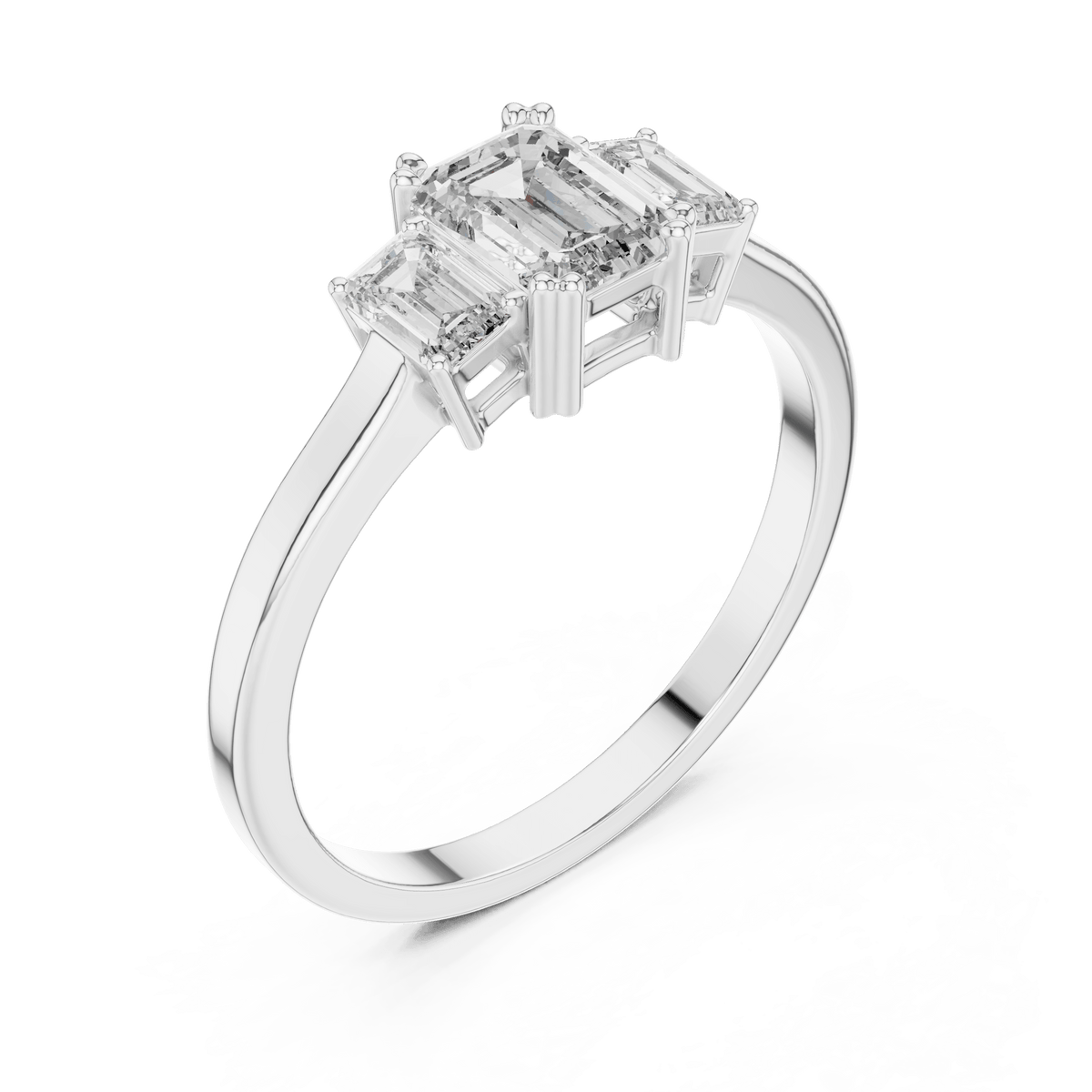 Triple Emerald Cut Three Stone Lab Grown Diamond Ring