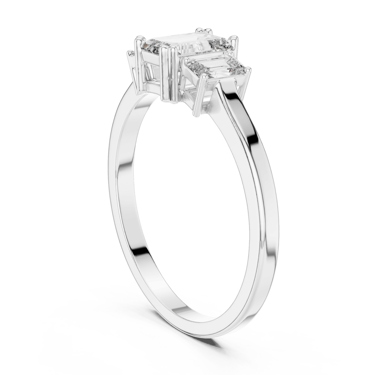 Triple Emerald Cut Three Stone Lab Grown Diamond Ring