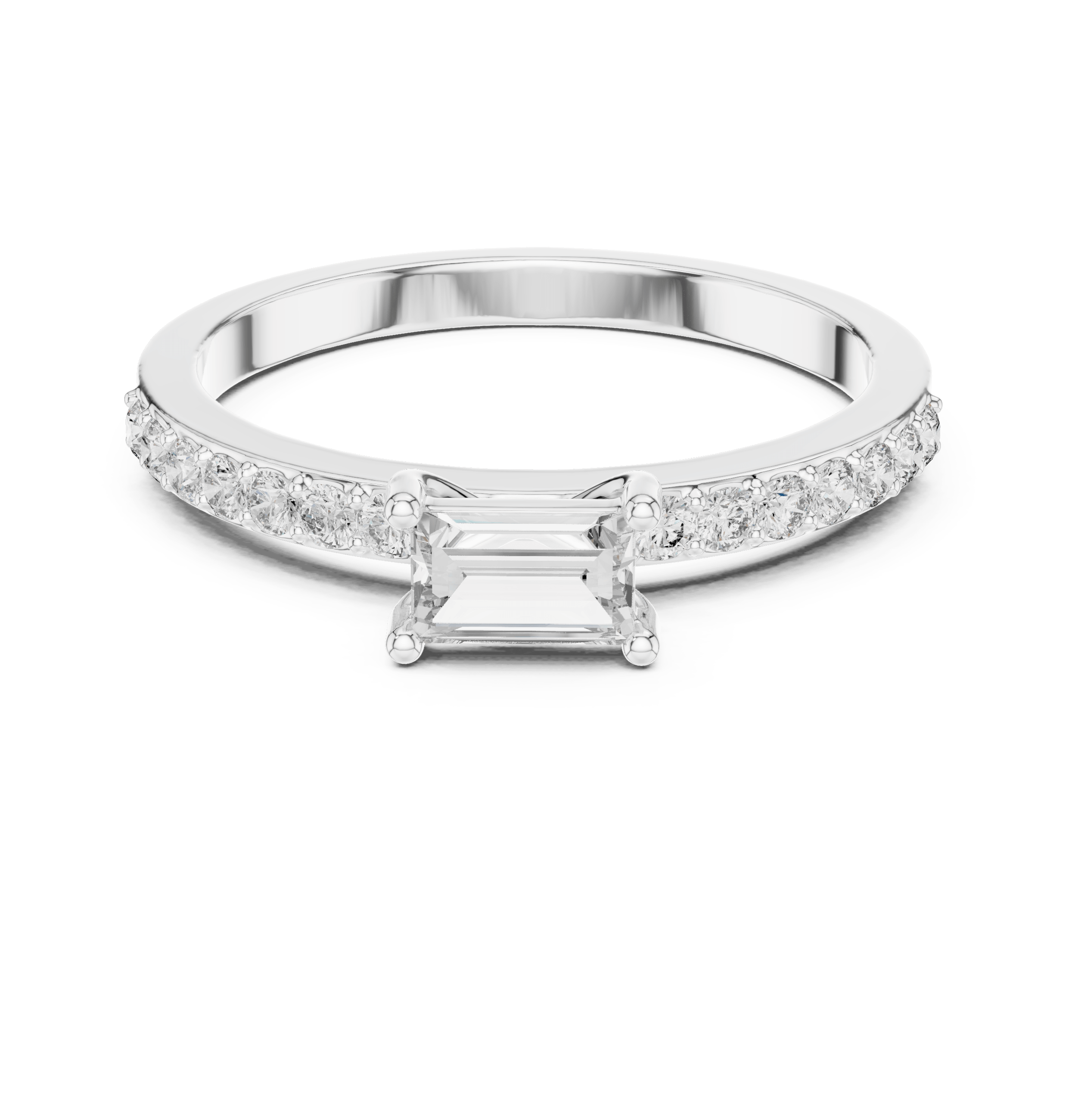 Modern East West Emerald Cut Lab Grown Diamond Ring
