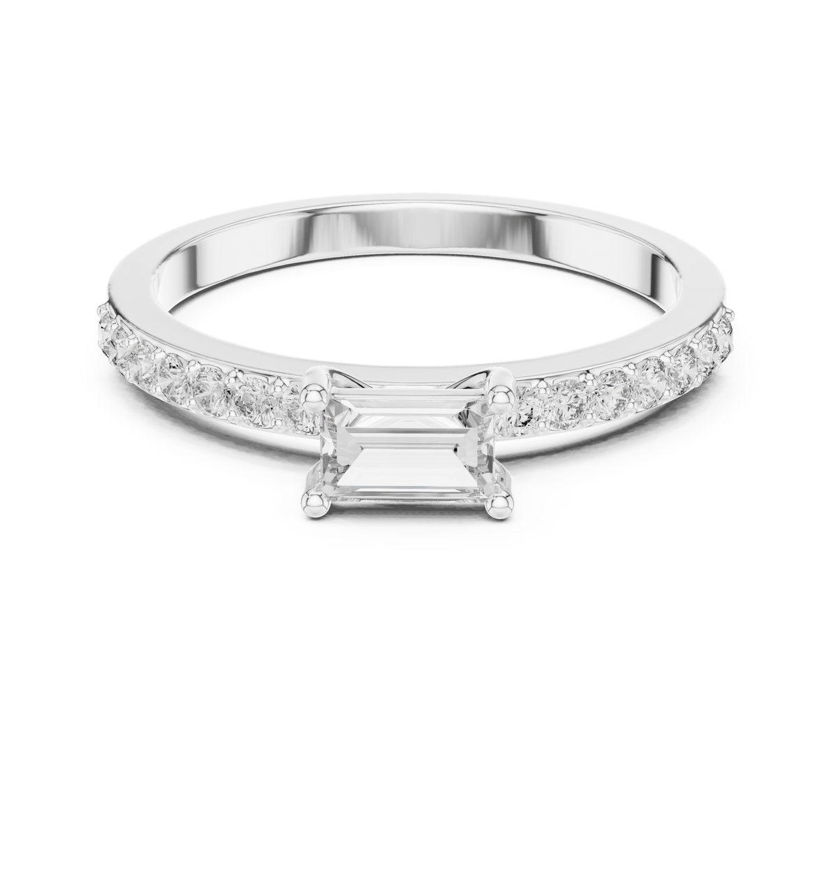 Modern East West Emerald Cut Lab Grown Diamond Ring