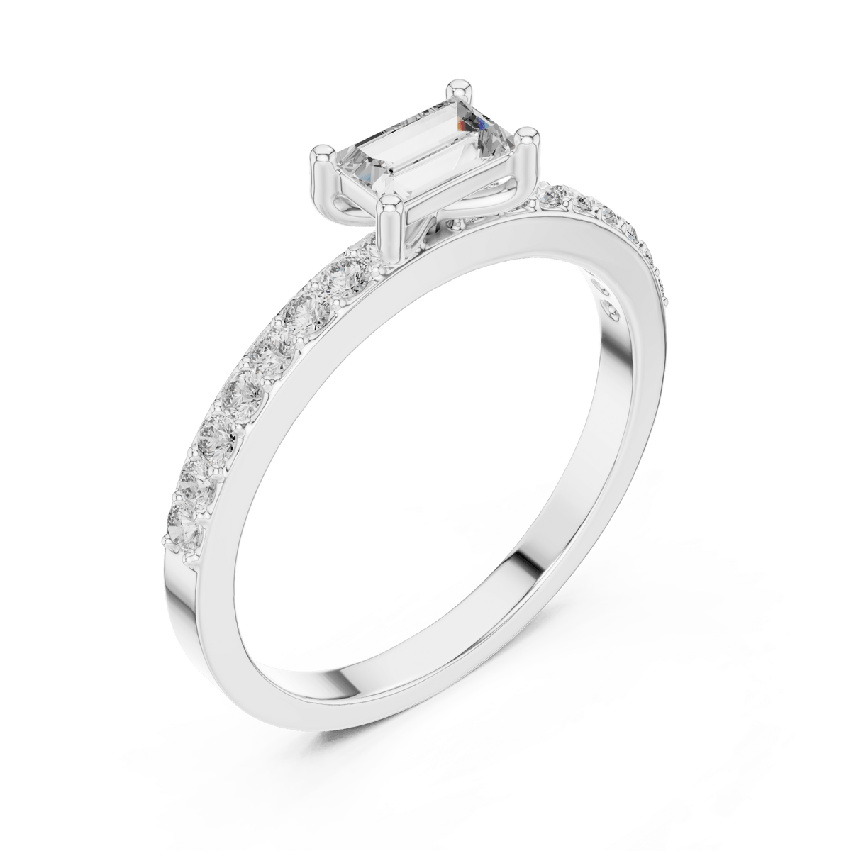 Modern East West Emerald Cut Lab Grown Diamond Ring