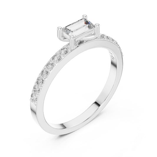 Modern East West Emerald Cut Lab Grown Diamond Ring