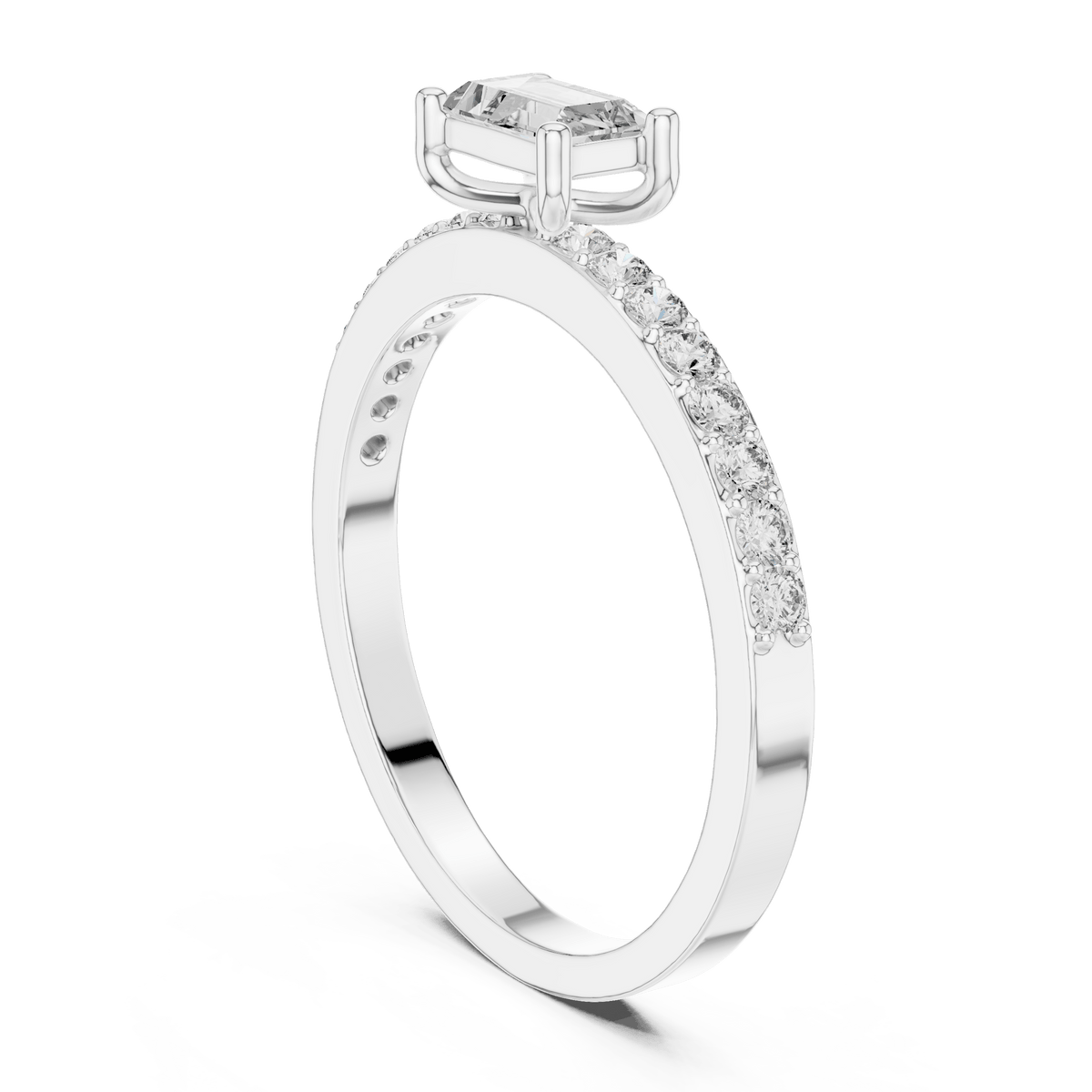 Modern East West Emerald Cut Lab Grown Diamond Ring