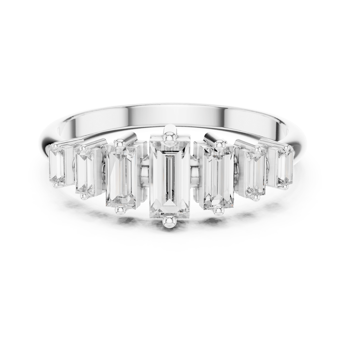Vertical Baguette Contour Seven Stone Lab Grown Diamond Ring
