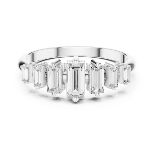 Vertical Baguette Contour Seven Stone Lab Grown Diamond Ring