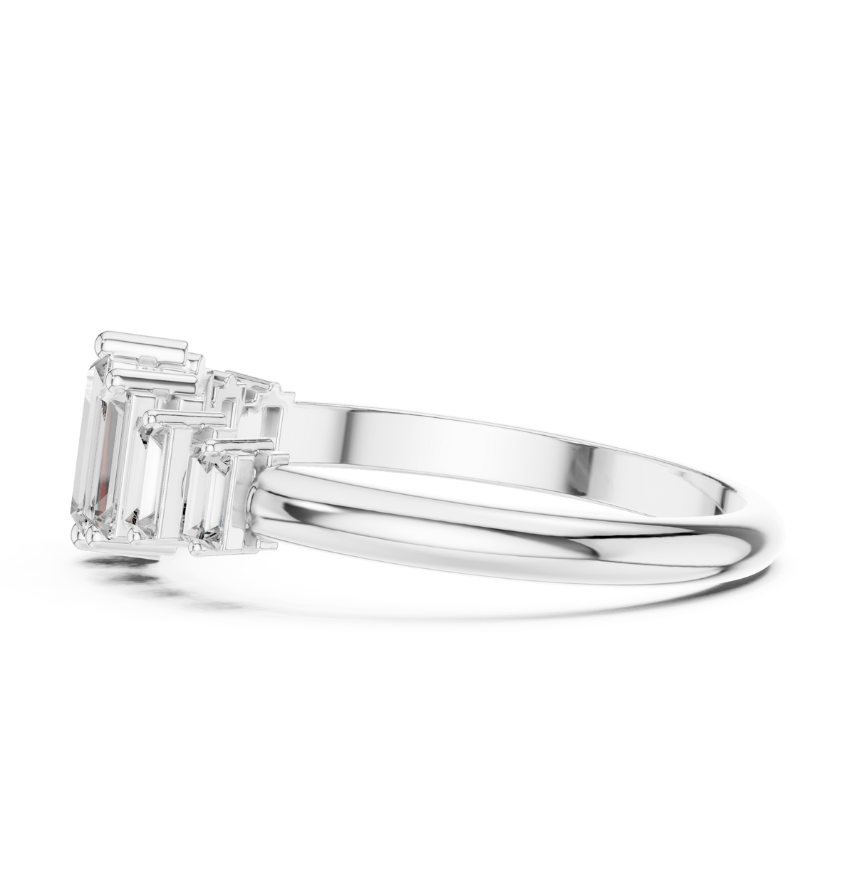 Vertical Baguette Contour Seven Stone Lab Grown Diamond Ring