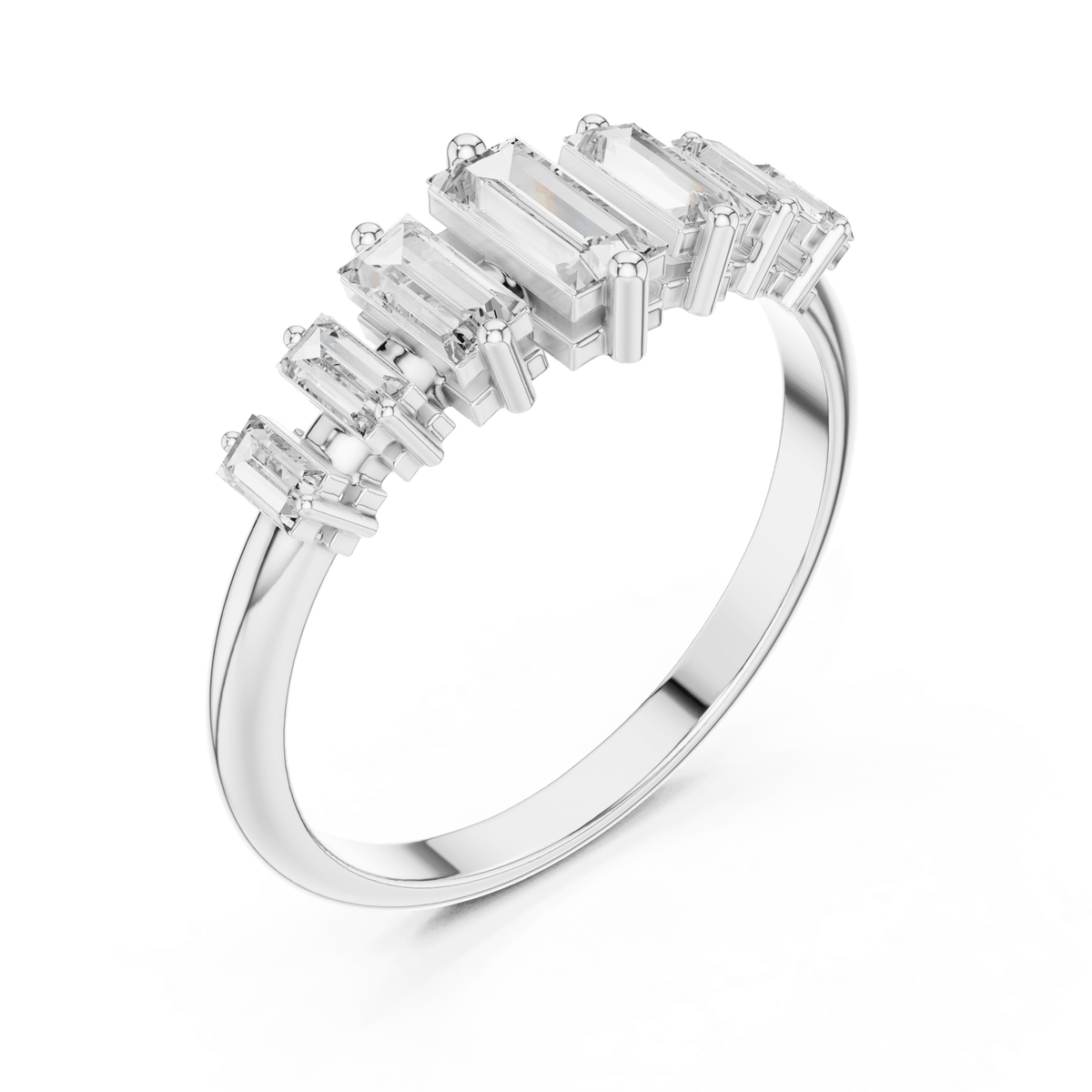 Vertical Baguette Contour Seven Stone Lab Grown Diamond Ring