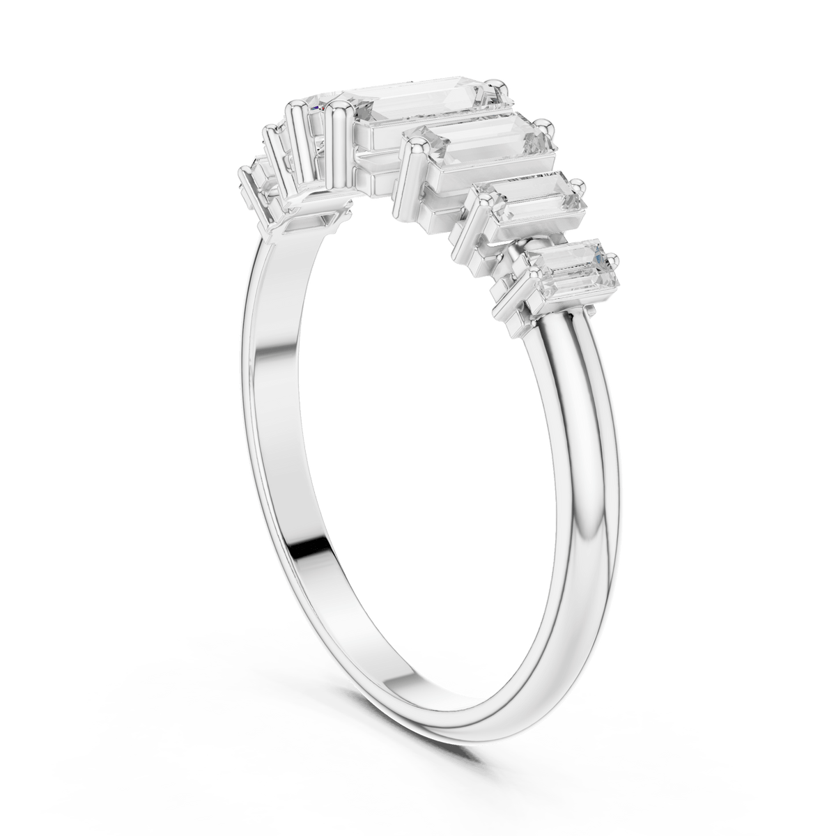 Vertical Baguette Contour Seven Stone Lab Grown Diamond Ring