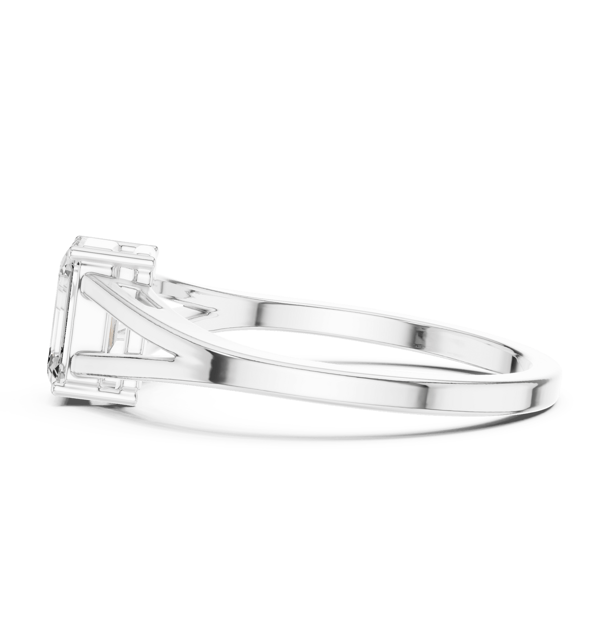 Modern Emerald Cut Open Shank Lab Grown Diamond Ring
