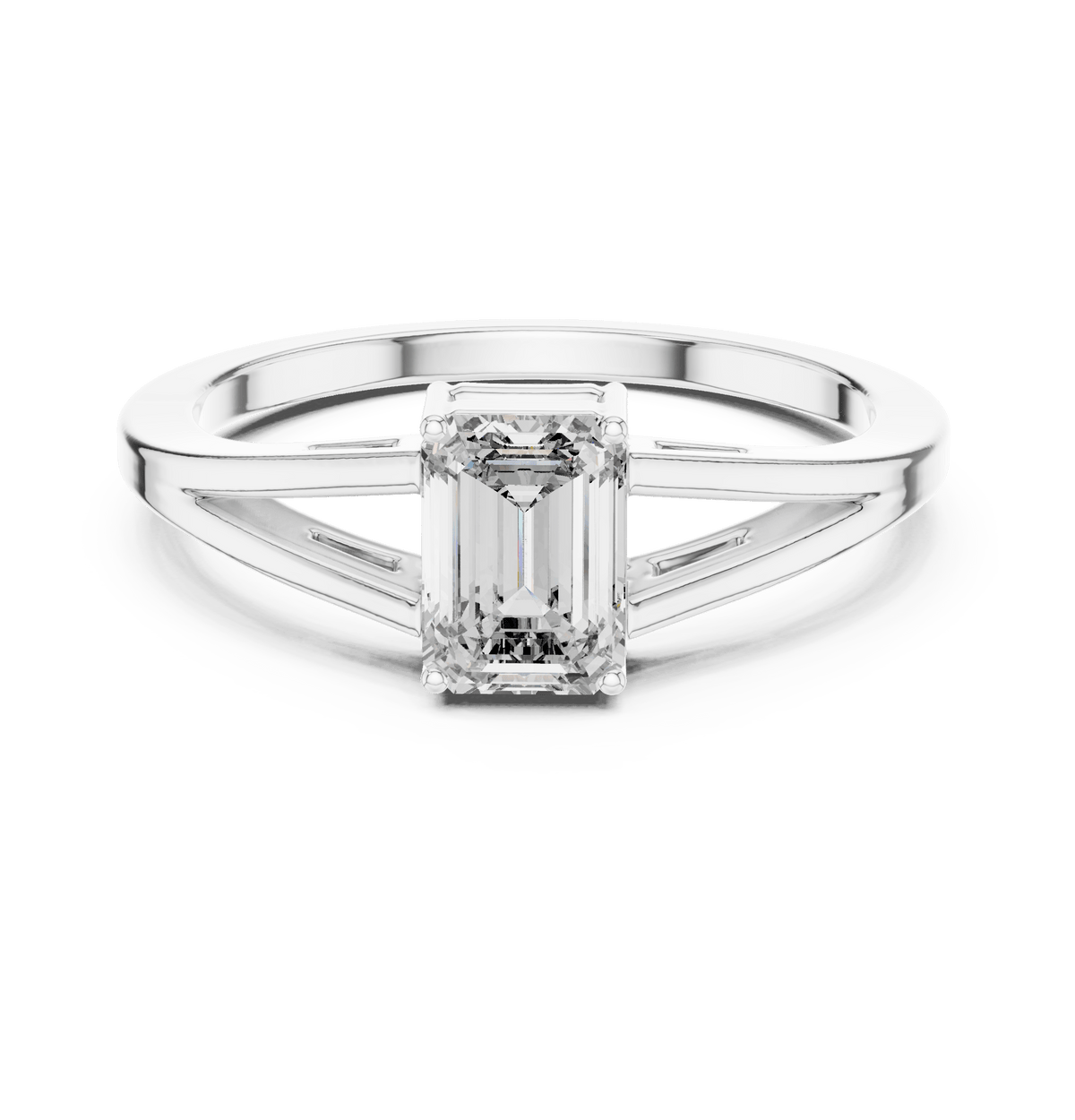Modern Emerald Cut Open Shank Lab Grown Diamond Ring