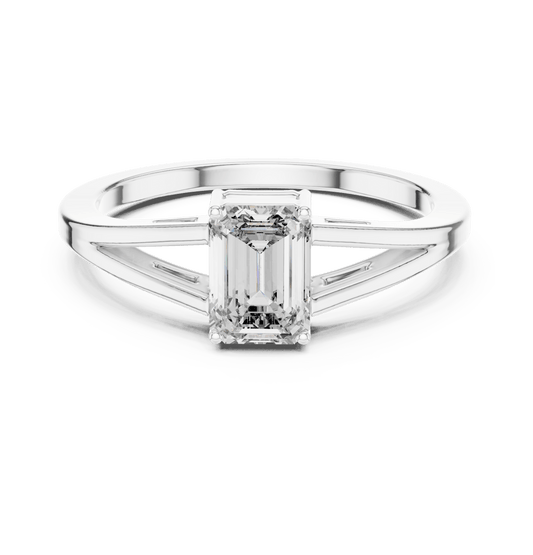 Modern Emerald Cut Open Shank Lab Grown Diamond Ring