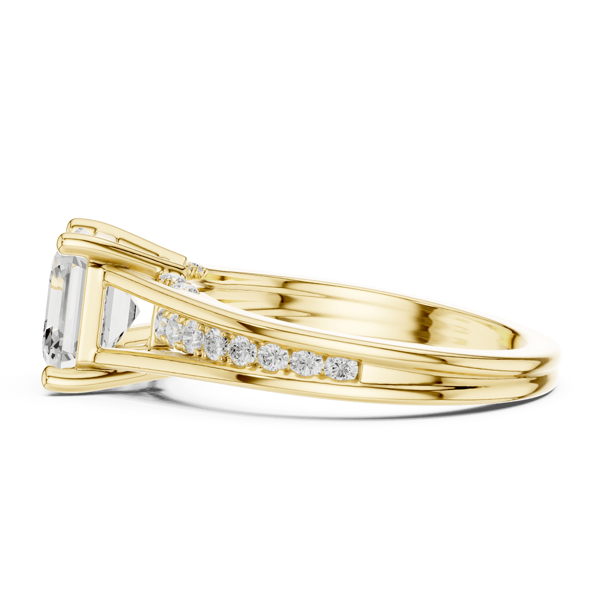 14KT Yellow Gold Asscher Cut Lab Grown Diamond Split Shank Engagement Ring