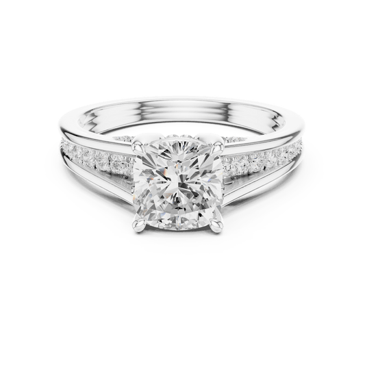 925 Sterling Silver Cushion Cut Lab Grown Diamond Solitaire Engagement Ring