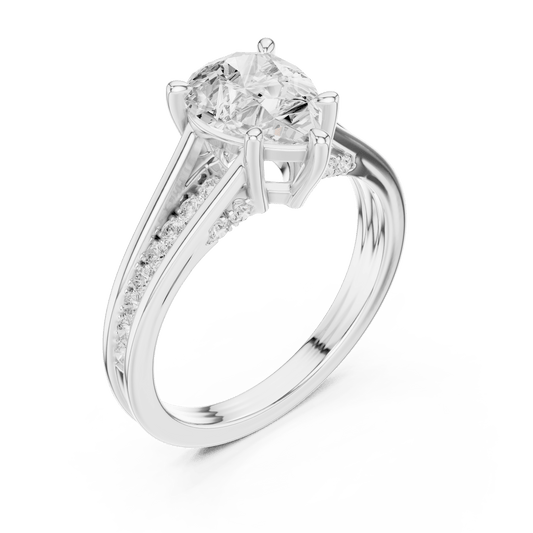 925 Sterling Silver Pear Cut Lab Grown Diamond Solitaire Engagement Ring