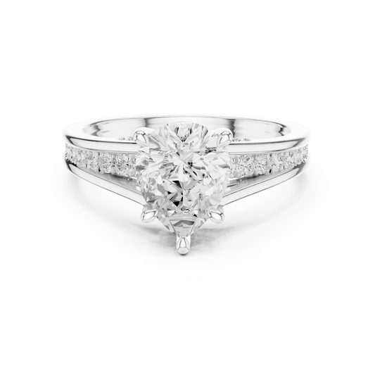 925 Sterling Silver Pear Cut Lab Grown Diamond Solitaire Engagement Ring